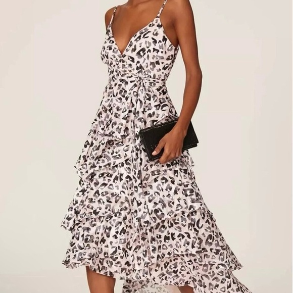 Anthropology’s HUTCH Elsa High Low Ruffle Leopard Wrap Dress - Picture 2 of 15